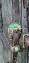 Load image into Gallery viewer, Brow band buckle end - green blossom buckle
