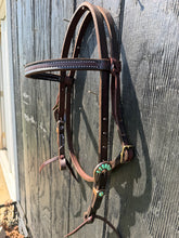 Load image into Gallery viewer, Brow band tie end - Green marble
