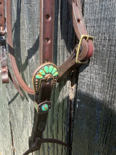 Load image into Gallery viewer, Brow band tie end - Green marble
