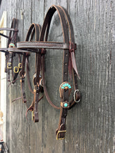 Load image into Gallery viewer, Brow band buckle end - turquoise blossom buckle

