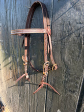 Load image into Gallery viewer, Brow band tie end - black blossom buckle
